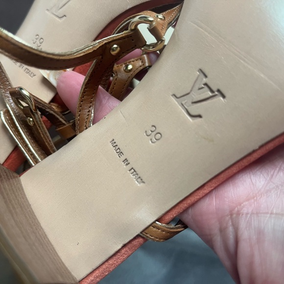 Louis Vuitton Tan Leather Strappy Sandals EU 39 (US 9) Box & Dust Bag Included - Picture 6 of 14